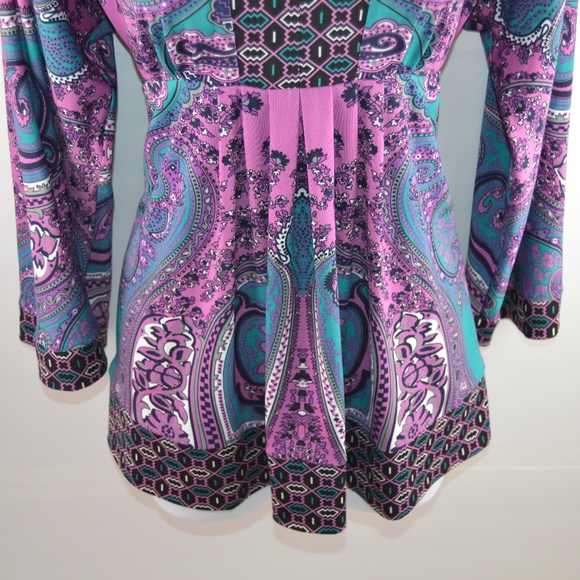 INC Paisley Pleated Shirt - Picture 4 of 5